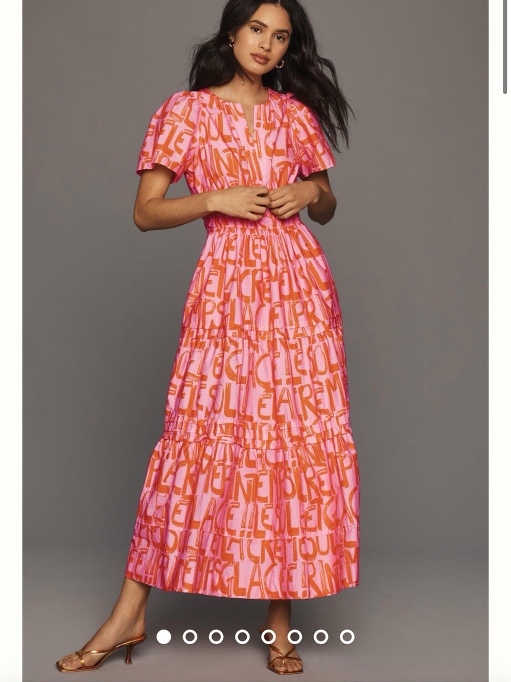 Anthropologie The Somerset Maxi Dress Pink French Writing